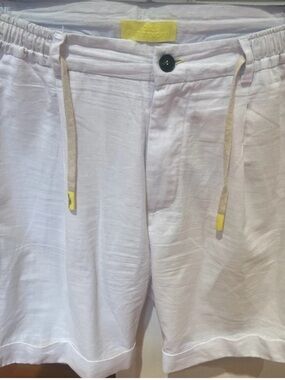 White Drawstring Pants with Button Detail